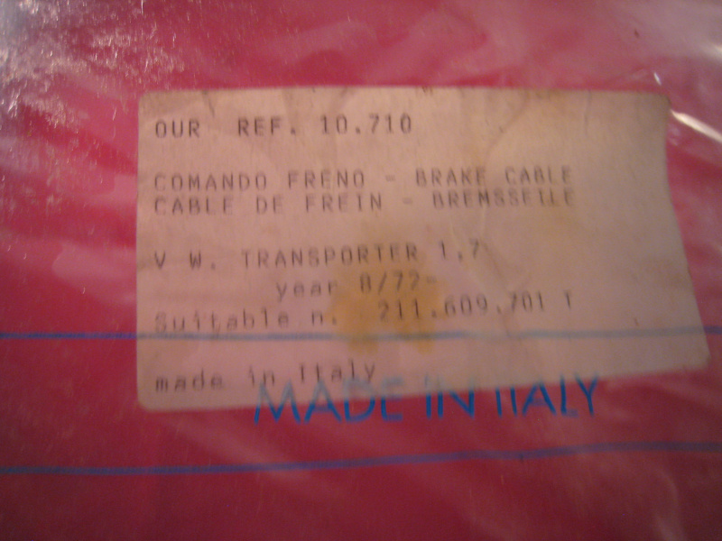 VW Parking Brake Cable - 1972-79 Bus