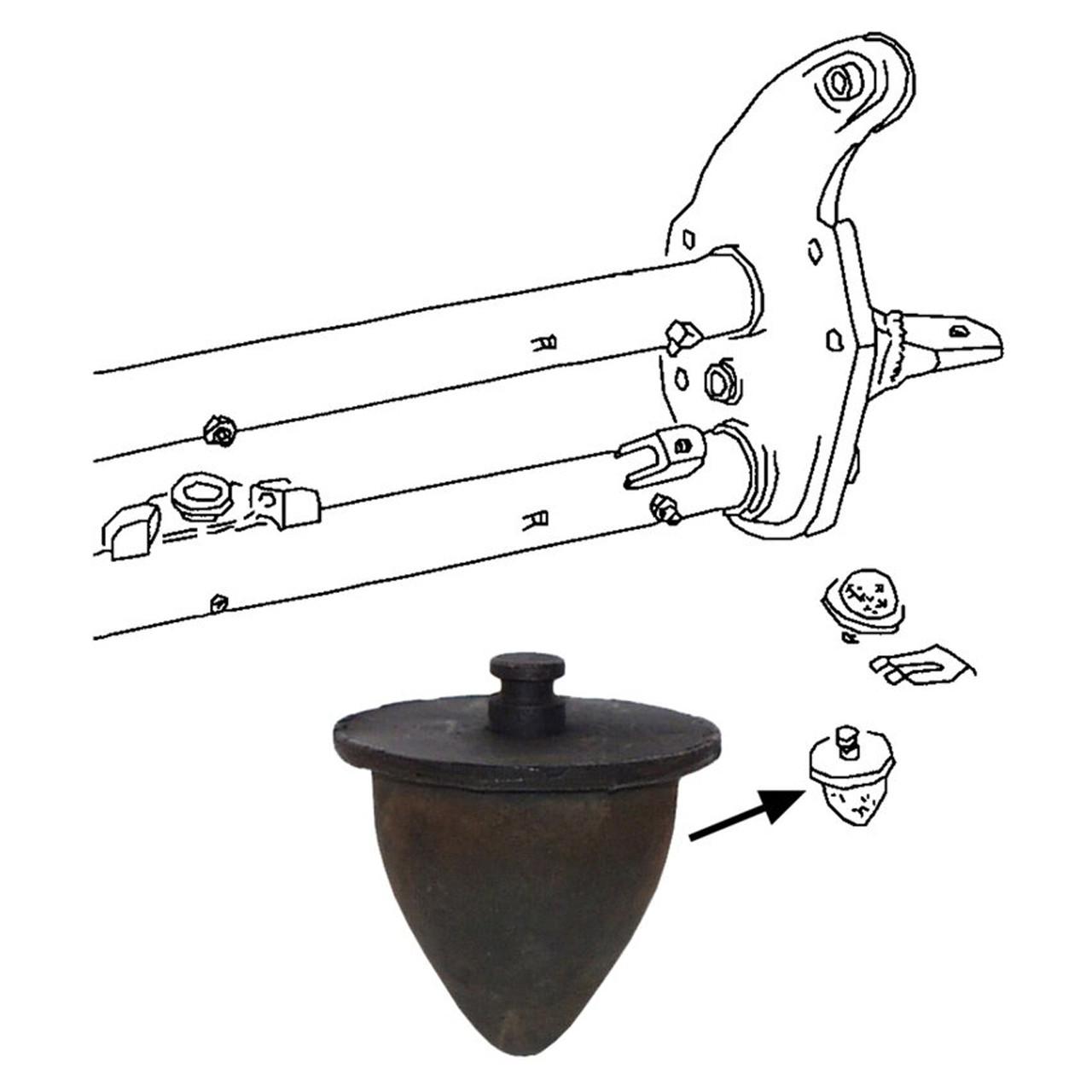 VWC-211-401-263-A - 211401263A - LOWER RUBBER TORSION ARM STOP - BUS 68-79